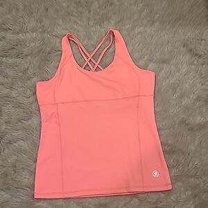 NWT LAsociety hot pink polyester racer back rank top  size xl